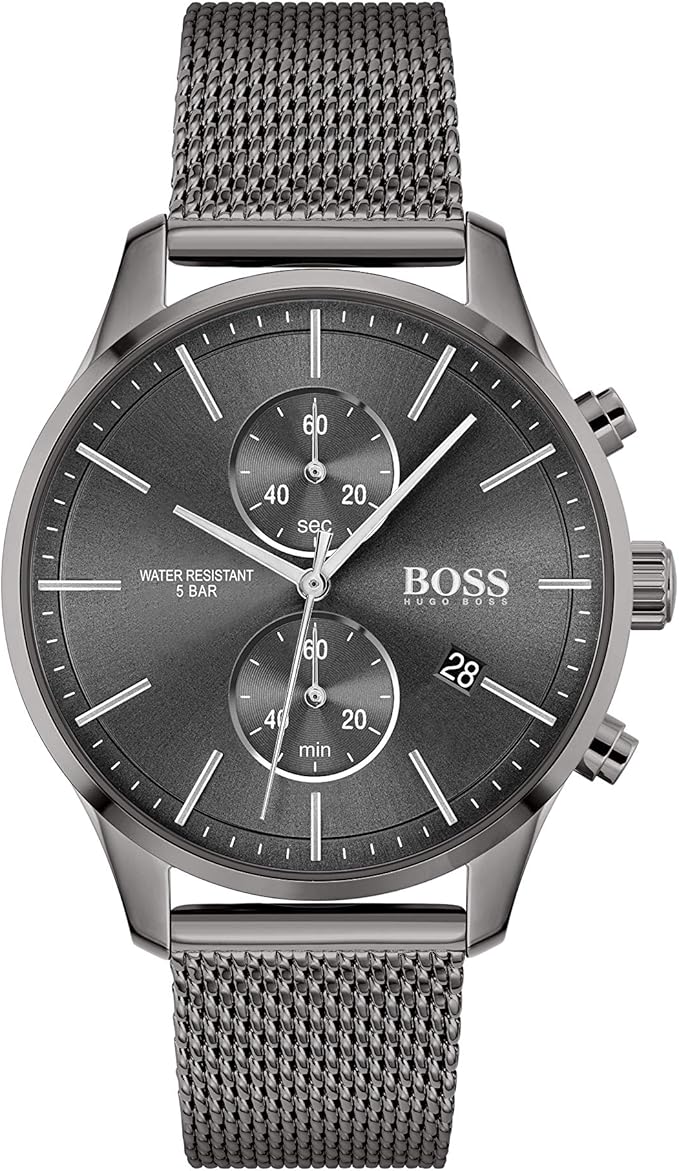 Montre Homme Hugo Boss Associate 1513870 chronographe anthracite maille milanaise