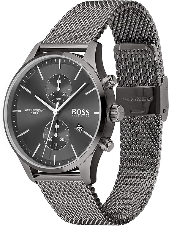 Montre Homme Hugo Boss Associate 1513870 chronographe anthracite maille milanaise